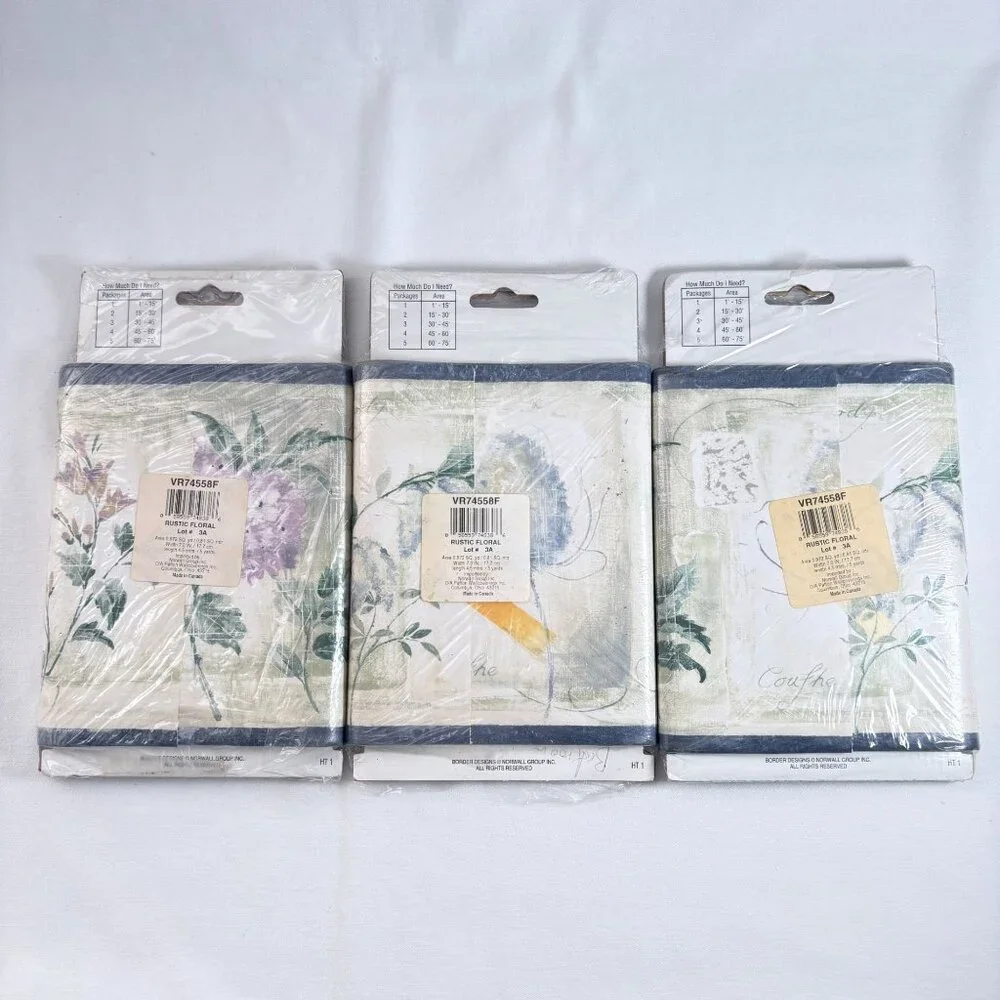 Vintage Home Trends Country‎ Themed Rustic Floral 3x Wallpaper Border 15 yds NOS